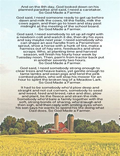 So God Made A Farmer Printable Poem
