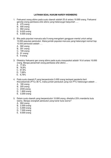 Soal Hukum Hardy Weinberg: Penjelasan Lengkap dan Detail