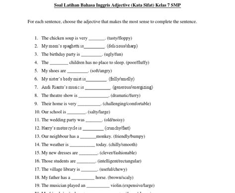 Soal Adjective Order