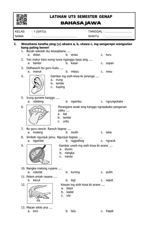 Pengenalan Bahasa Jawa untuk Siswa Kelas 2 Semester 1