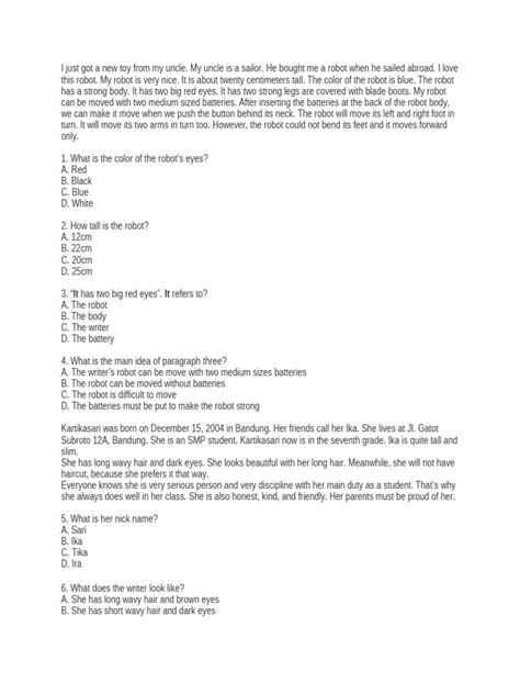 Soal Descriptive Text Kelas 8