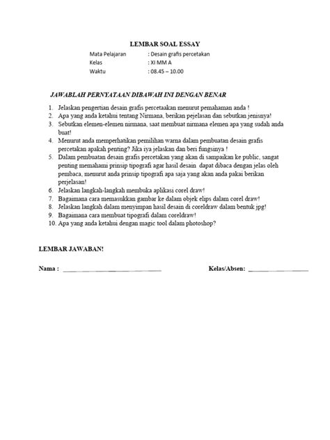Soal Essay Brochure