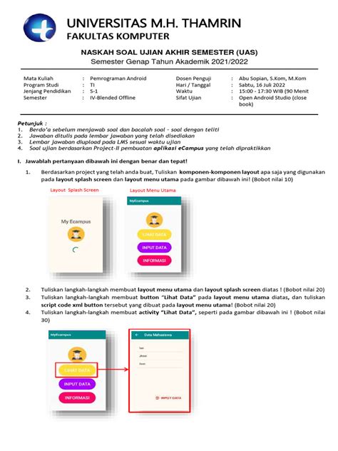 Soal Essay Pemrograman Android