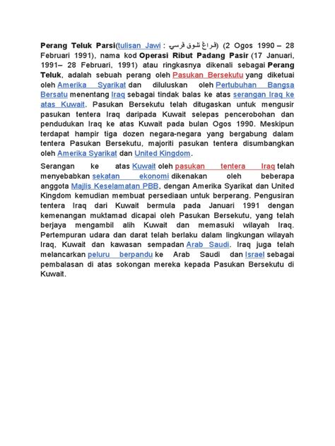 Soal Essay Perang Teluk