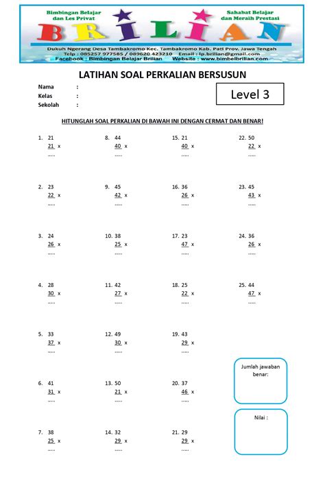 Soal Latihan Perkalian Kelas 3 SD: Kunci Sukses Mengenal Bilangan