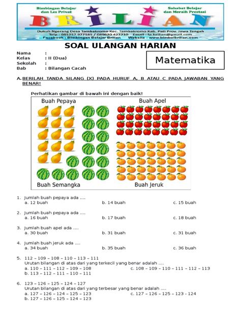 Soal Matematika Kelas 2 Indonesia