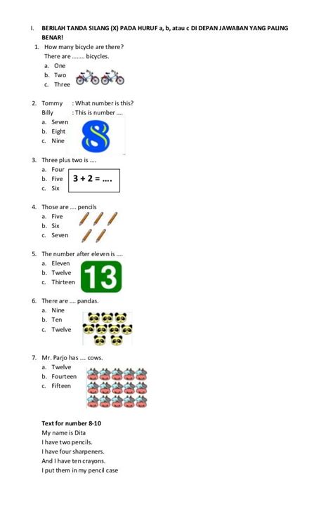 Soal Matematika Kelas 5 Sd Dalam Bahasa Inggris