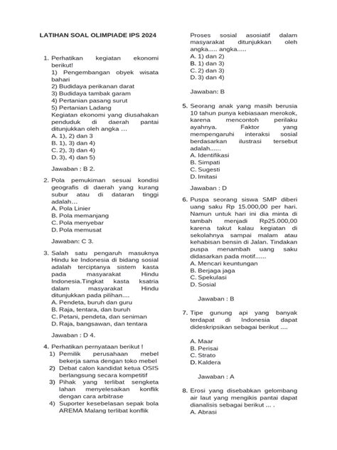 Soal Olimpiade Ips
