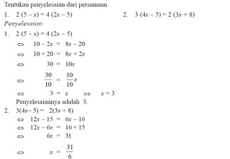 Soal Persamaan Linear Satu Variabel Kelas 7