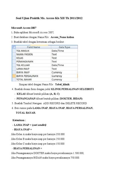 Soal Praktek Ms Access