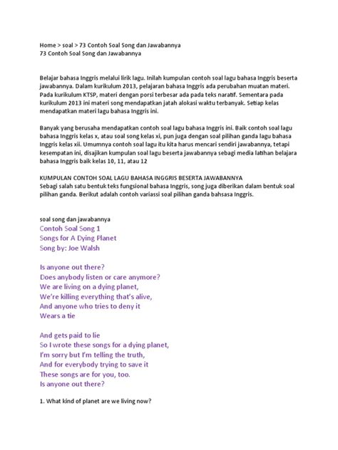 Soal Song Essay