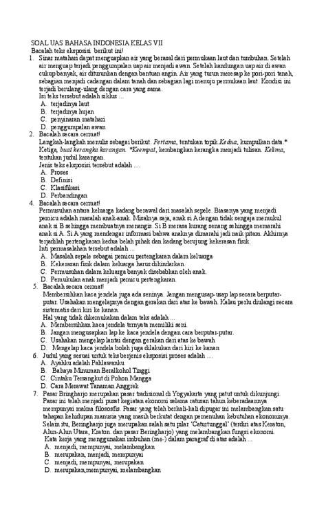 Soal Teks Eksposisi dan Argumentasi Kelas 7