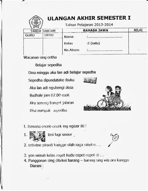 Soal Uas Bahasa Jawa Kelas 8 Semester 1