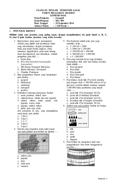 Soal Ujian Geografi Kelas 12