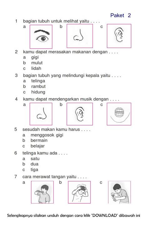 Soal UTS Bahasa Indonesia Kelas 1 SD Semester 1 Tipe Menjodohkan