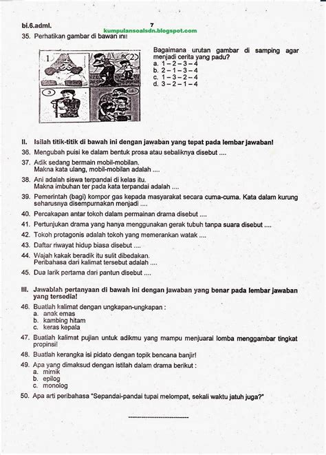 Soal dan Jawaban Bahasa Sunda Kelas 6 Semester 2