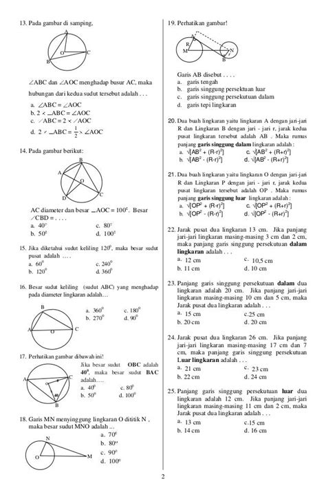 Soal PAT Matematika Kelas 8 Semester 2