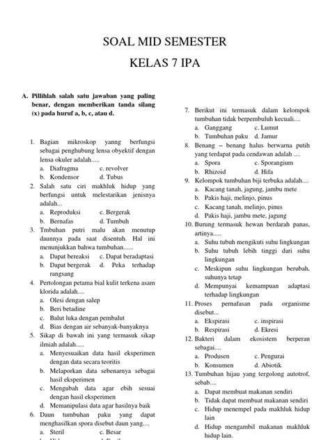 Soal-UAS-IPA-Kelas-7-Semester-2