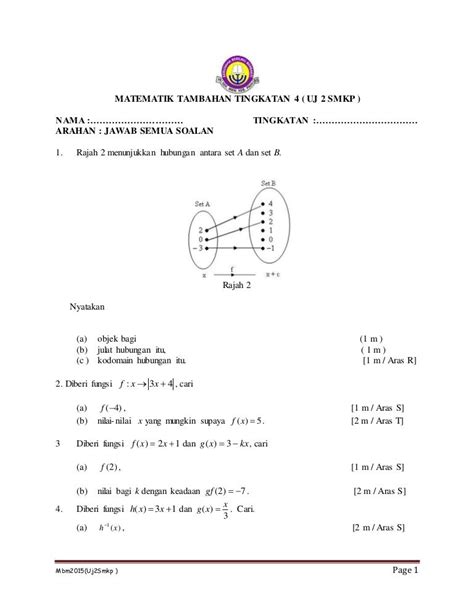 Soalan Add Math Form 4