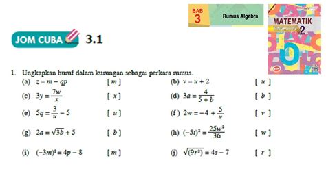 Soalan Algebra Tingkatan 2