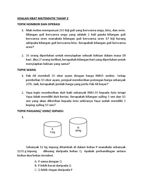 Soalan Kbat Matem   atik