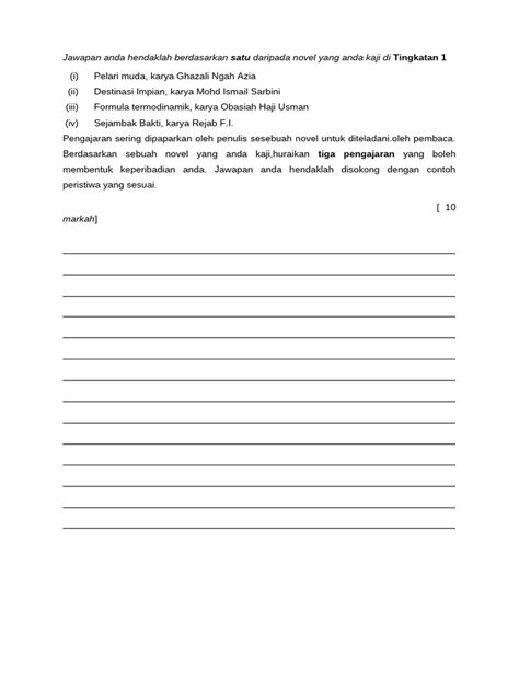 Soalan Novel Dan Tanggapan