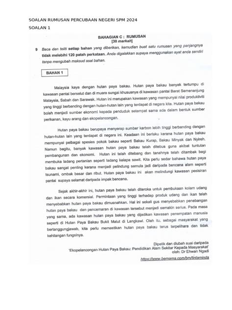 Soalan Rumusan Spm
