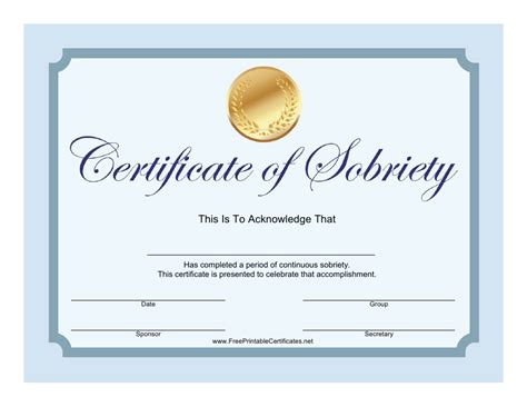 Fresh Certificate Of Sobriety Template Free Best Templates Ideas