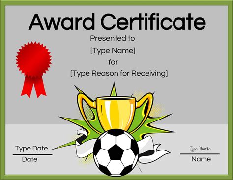 Soccer Award Template Printable