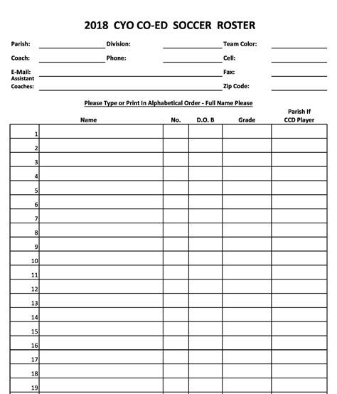 49 Printable Soccer Roster Templates (Soccer Lineup Sheets) ᐅ