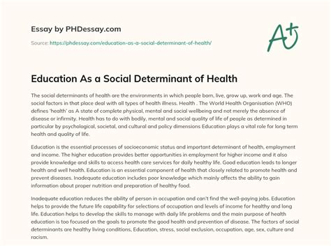 Social Determinants of Health Essay