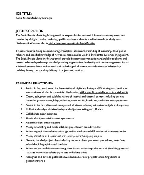 FREE 10+ Sample Social Media Manager Job Description Templates in PDF