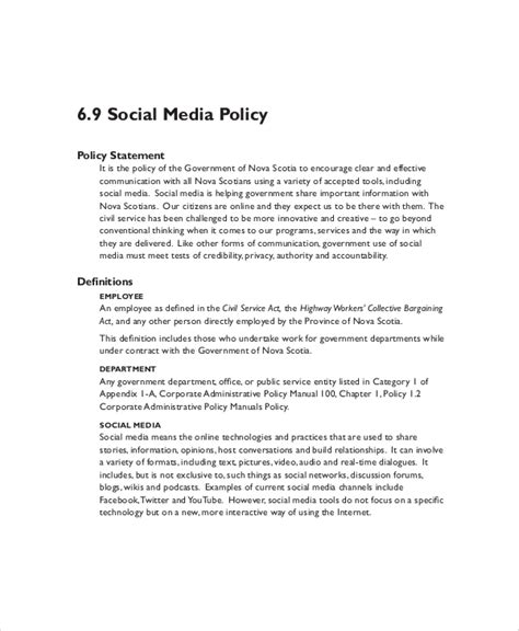 Social Media Policy Template For Employees