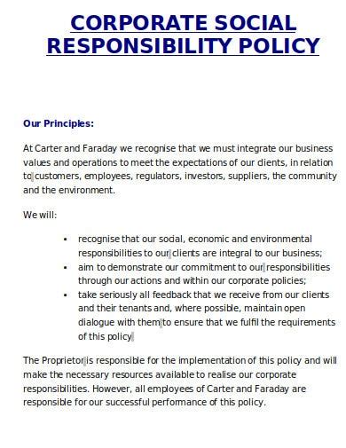Social Responsibility Policy Template