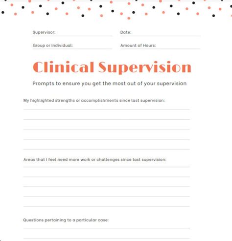 Social Work Printable Supervision Template