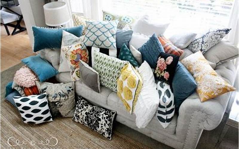 Sofa With Too Many Throw Pillows