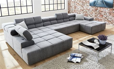 Wohnlandschaft L MODENA Sofa Dauerschläfer greige mit 7 Zonen TFK