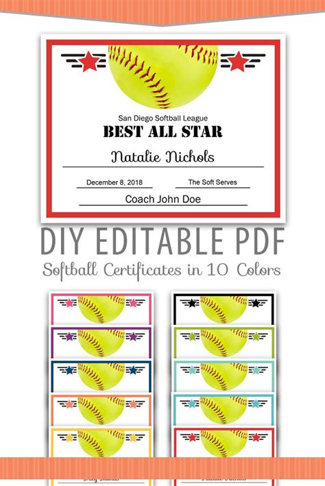 Free Printable Softball Certificates Printable Word Searches