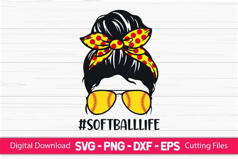 Download Softball Life Messy Bun Crafts