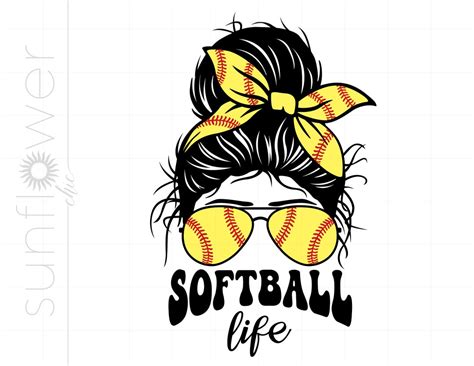 Download Softball Life Messy Bun Files DXF Files