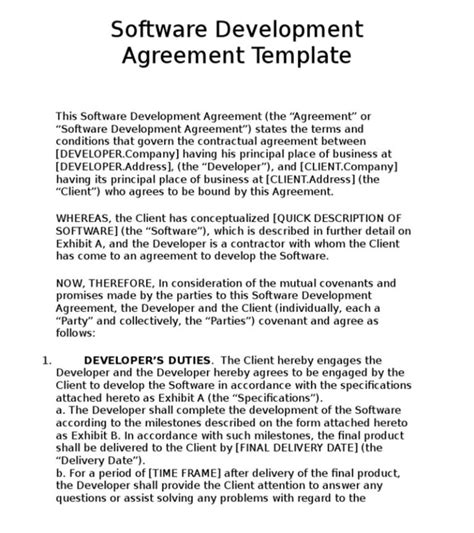 Software Developer Contract Template SampleTemplatess SampleTemplatess