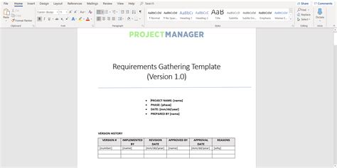 Software Development Requirements Gathering Template