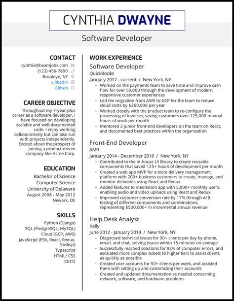Software Developer Resume Skills