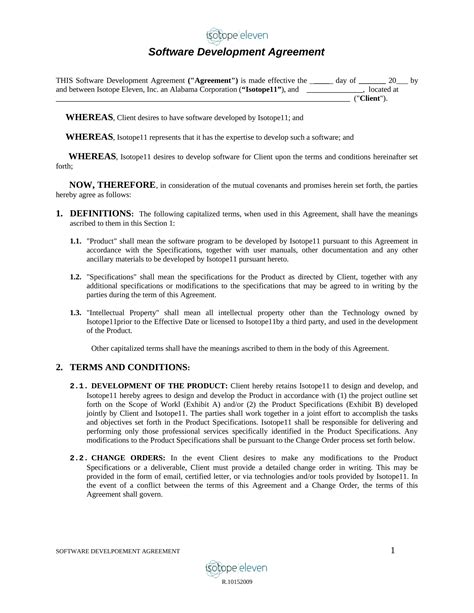 Software Development Contract Agreement Template
