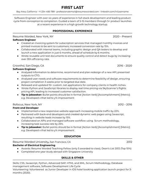Software Engineering Resumes