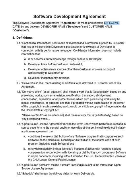 Software Development Agreement Template Google Docs, Word, Apple