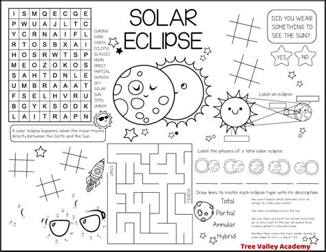 Solar Eclipse Activities For Kindergarten Printable