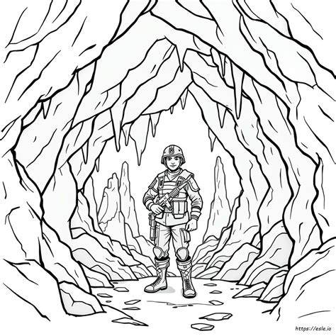 Soldier Inside Cave Coloring Page Pdf