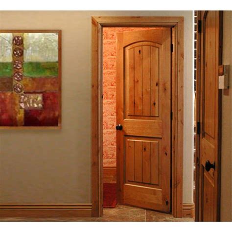 Krosswood Doors 24 in. x 80 in. Knotty Alder 2 Panel Square Top with V