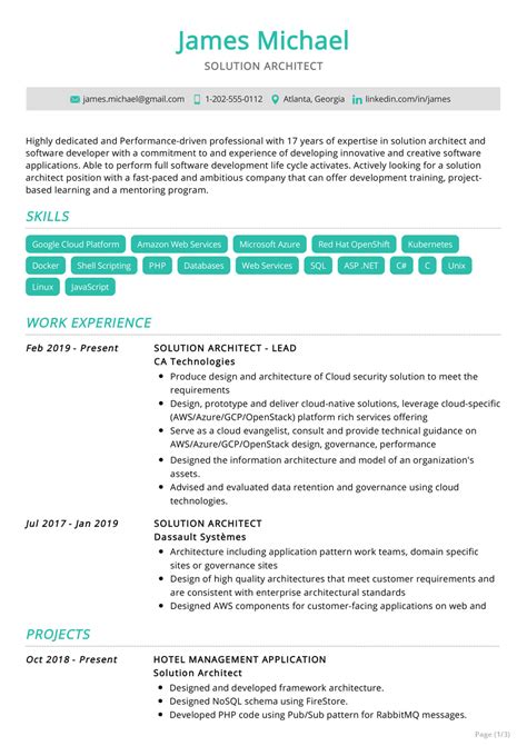 Solution Architecture Resume